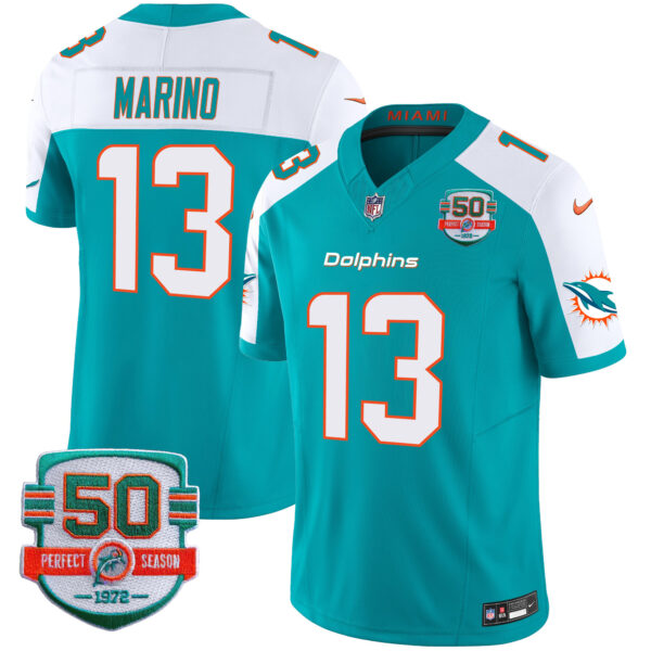 Youth's Dolphins 50th 1972 Perfect Season Patch Vapor Jersey - All Stitched - Image 12
