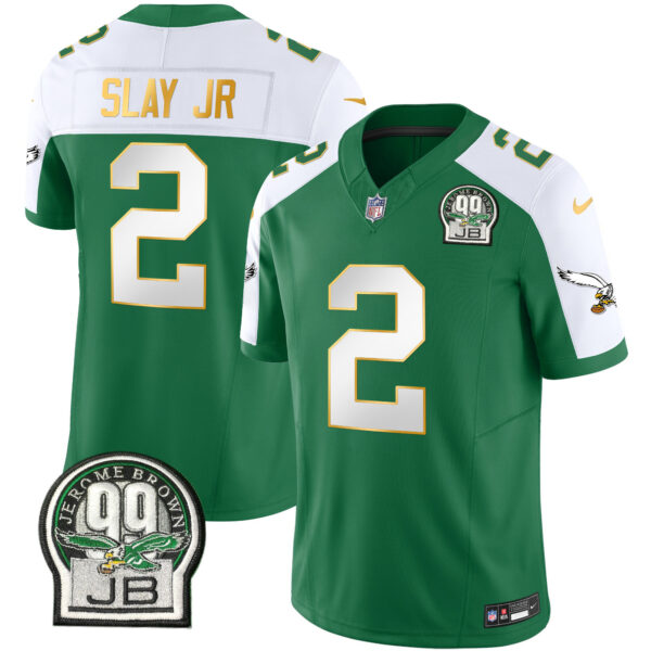 Men's Eagles Jerome Brown Patch Kelly Green Gold Trim Jersey - All Stitched - Image 18