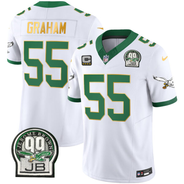 Men's Eagles Jerome Brown Patch Kelly Green Gold Trim Jersey - All Stitched - Image 24