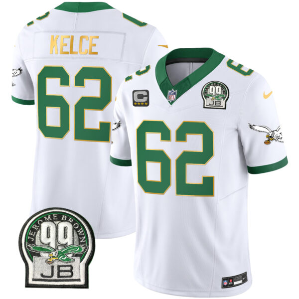 Men's Eagles Jerome Brown Patch Kelly Green Gold Trim Jersey - All Stitched - Image 27