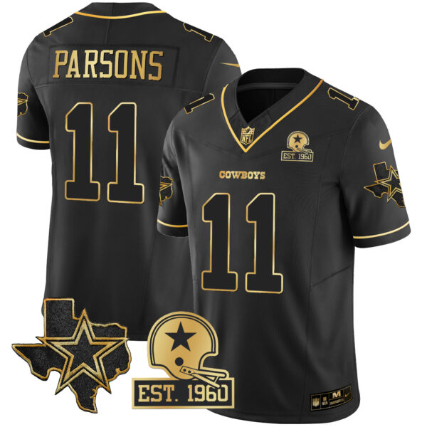 Men's Cowboys Texas Patch Gold Vapor Jersey - All Stitched - Image 8