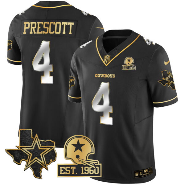 Men's Cowboys Texas Patch Gold Vapor Jersey - All Stitched - Image 23