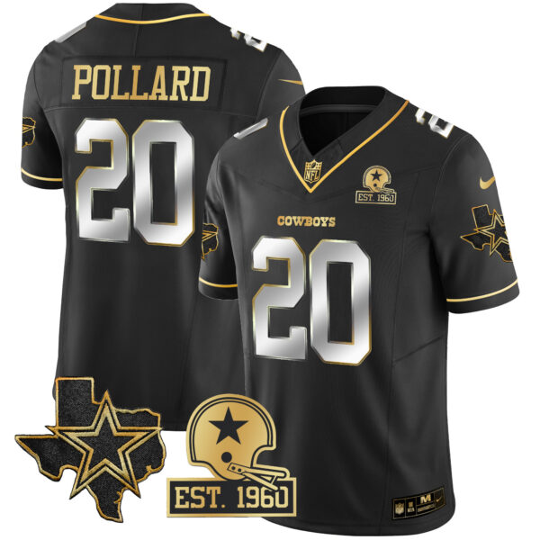 Men's Cowboys Texas Patch Gold Vapor Jersey - All Stitched - Image 28
