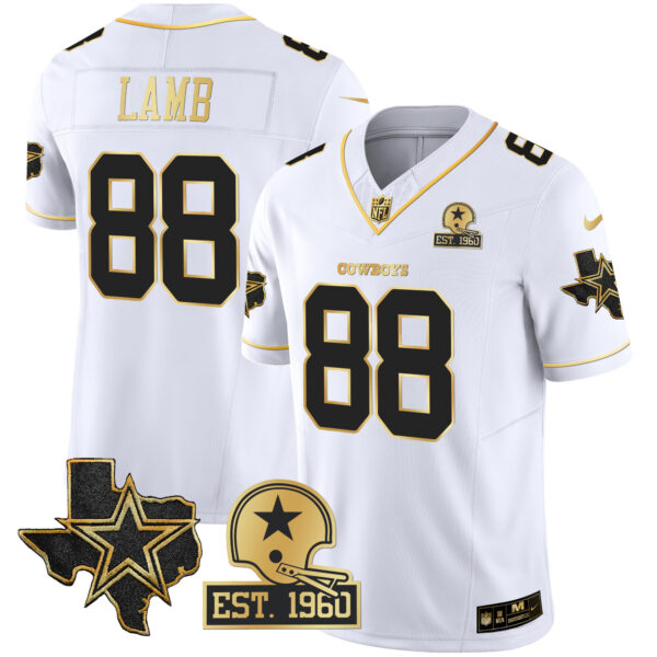 Men's Cowboys Texas Patch Gold Vapor Jersey - All Stitched - Image 17