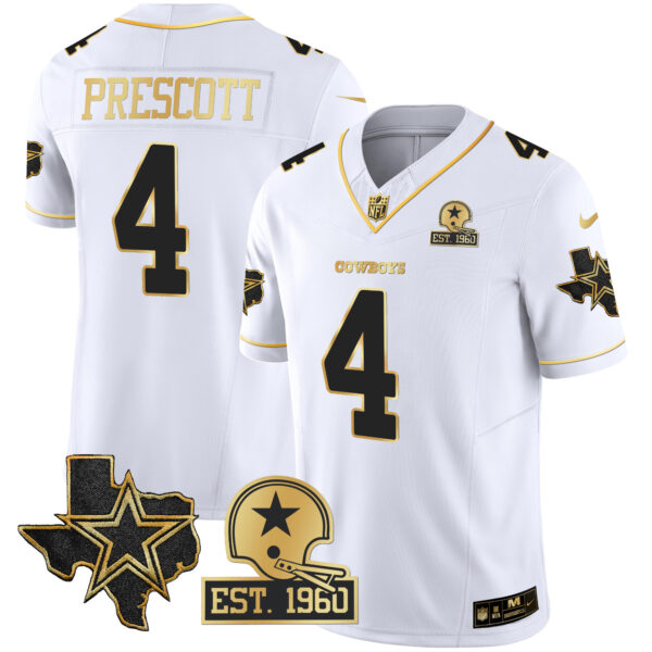Men's Cowboys Texas Patch Gold Vapor Jersey - All Stitched - Image 16