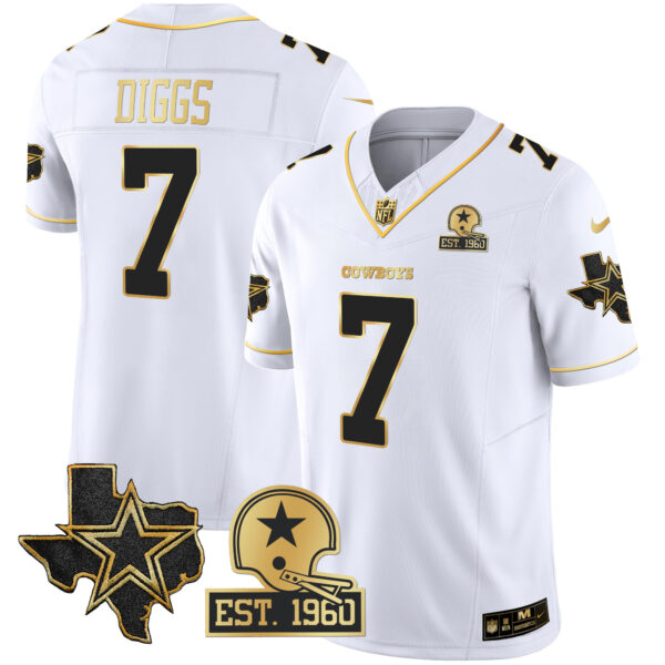 Men's Cowboys Texas Patch Gold Vapor Jersey - All Stitched - Image 18