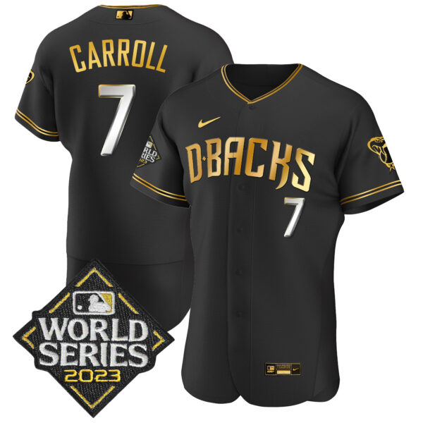 Men's Diamondbacks 2023 World Series Flex Base Gold Jersey - All Stitched - Image 13