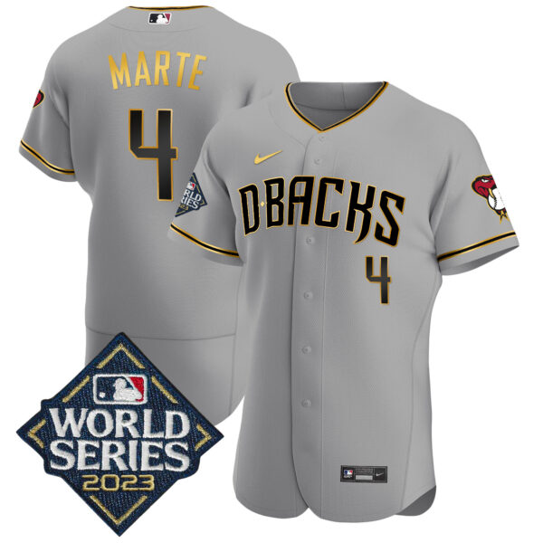 Men's Diamondbacks 2023 World Series Flex Base Gold Jersey - All Stitched - Image 20