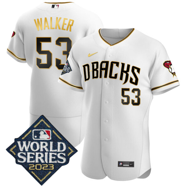 Men's Diamondbacks 2023 World Series Flex Base Gold Jersey - All Stitched - Image 10