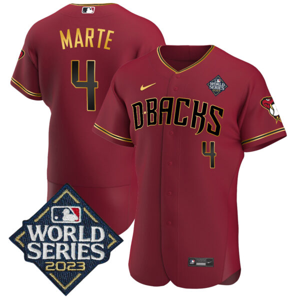 Men's Diamondbacks 2023 World Series Flex Base Gold Jersey V2 - All Stitched - Image 2