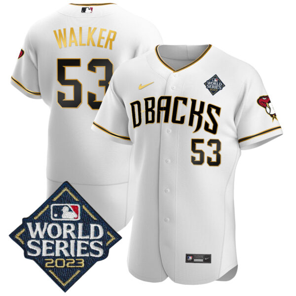Men's Diamondbacks 2023 World Series Flex Base Gold Jersey V2 - All Stitched - Image 10