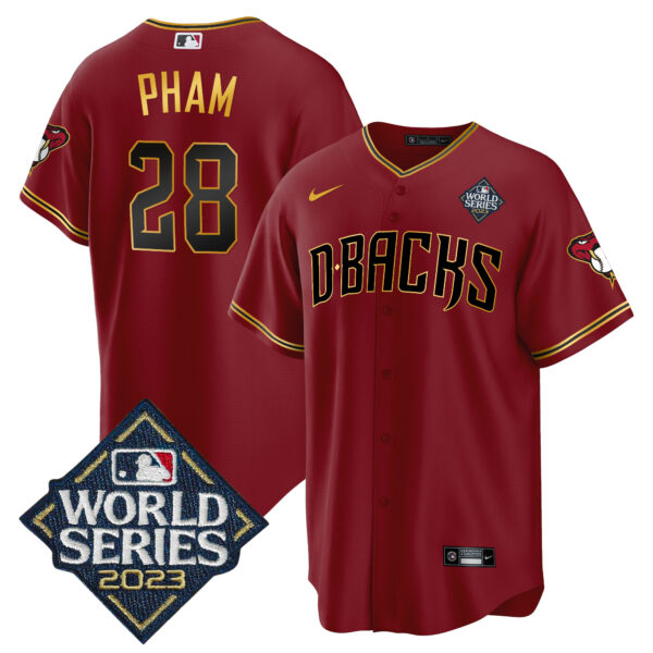 Men's Diamondbacks 2023 World Series Cool Base Gold Jersey V2 - All Stitched - Image 3