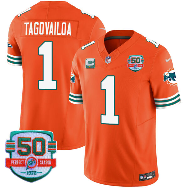 Men's Dolphins Throwback Vapor Jersey V2 - All Stitched - Image 41