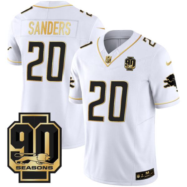 Men's Detroit Lions 90th Year Patch Gold Jersey - All Stitched - Image 23
