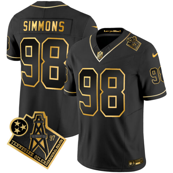 Men's Titans 1997 Throwback Gold Vapor Jersey - All Stitched - Image 18