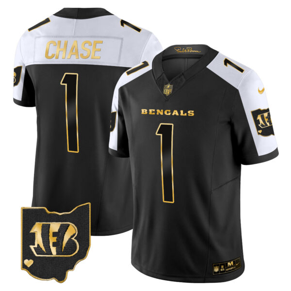 Men's Bengals Ohio Patch Gold Vapor Limited Jersey - All Stitched - Image 2