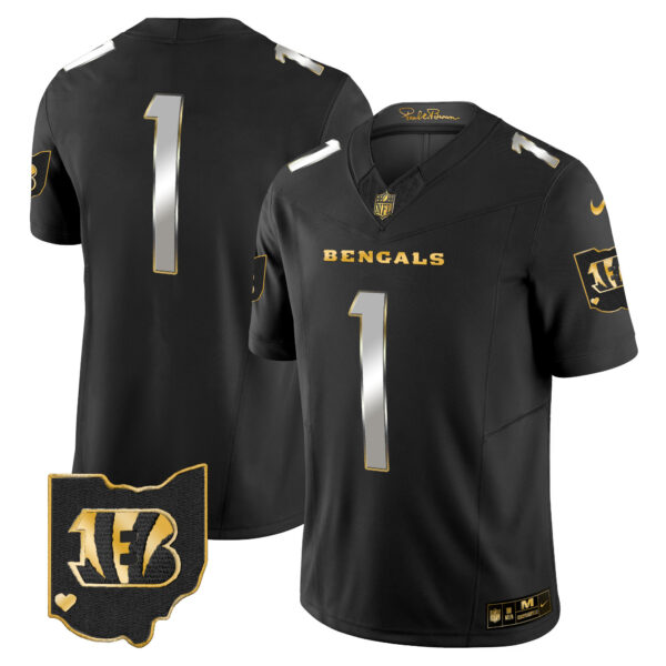 Men's Bengals Ohio Patch Gold Vapor Limited Jersey - All Stitched - Image 12