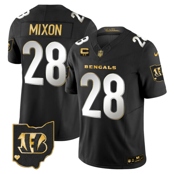Men's Bengals Ohio Patch Gold Vapor Limited Jersey - All Stitched - Image 10