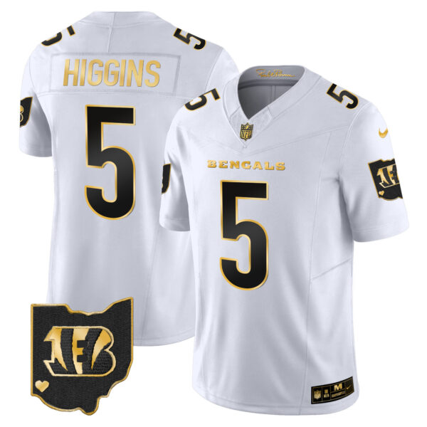 Men's Bengals Ohio Patch Gold Vapor Limited Jersey - All Stitched - Image 23