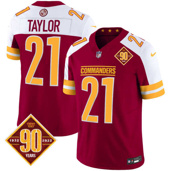 Men's Washington Commanders 90th Anniversary Patch Vapor Jersey V2 - All Stitched - Image 4