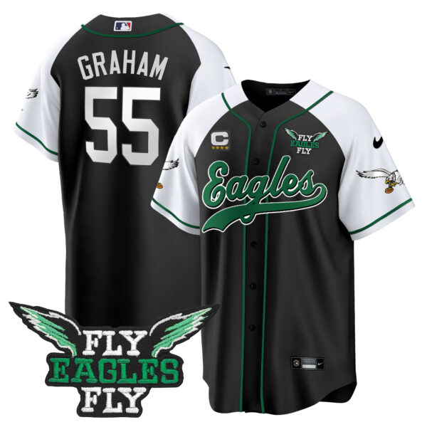 Men's Fly Eagles Fly Patch Throwback Kelly Green Baseball Jersey - All Stitched - Image 4