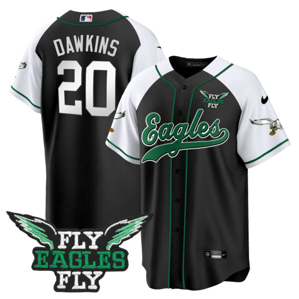 Men's Fly Eagles Fly Patch Throwback Kelly Green Baseball Jersey - All Stitched - Image 5