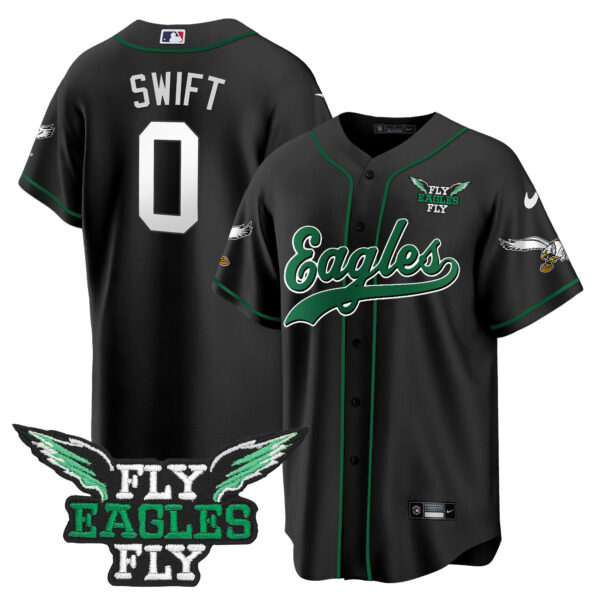 Men's Fly Eagles Fly Patch Throwback Kelly Green Baseball Jersey - All Stitched - Image 53