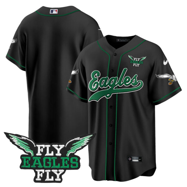 Men's Fly Eagles Fly Patch Throwback Kelly Green Baseball Jersey - All Stitched - Image 55