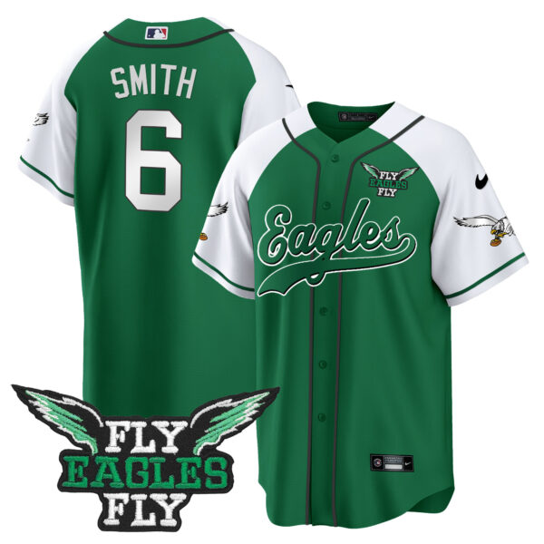 Men's Fly Eagles Fly Patch Throwback Kelly Green Baseball Jersey - All Stitched - Image 13