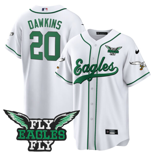 Men's Fly Eagles Fly Patch Throwback Kelly Green Baseball Jersey - All Stitched - Image 27