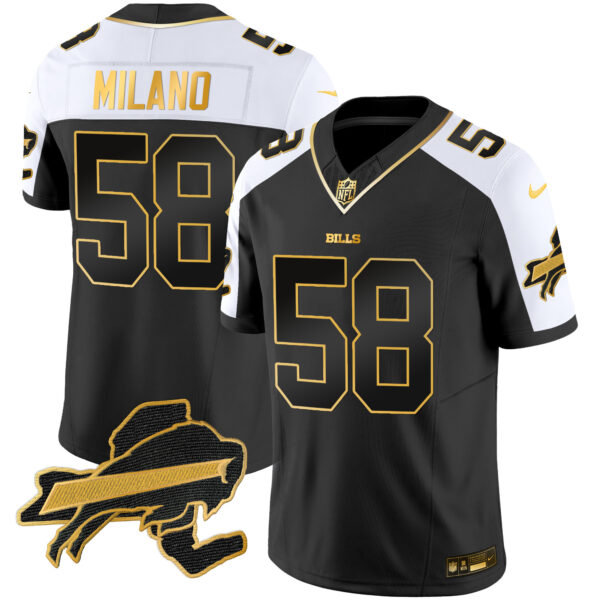 Men's Bills New York Patch Gold Vapor Limited Jersey - All Stitched - Image 5
