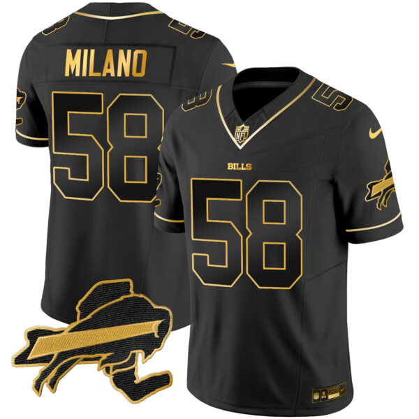 Men's Bills New York Patch Gold Vapor Limited Jersey - All Stitched - Image 17