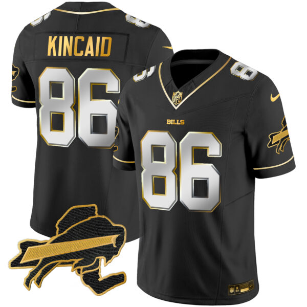 Men's Bills New York Patch Gold Vapor Limited Jersey - All Stitched - Image 12