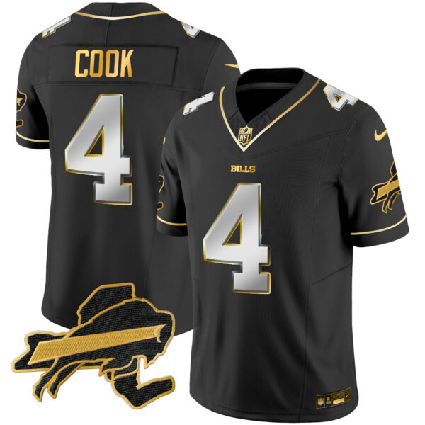 Men's Bills New York Patch Gold Vapor Limited Jersey - All Stitched - Image 8