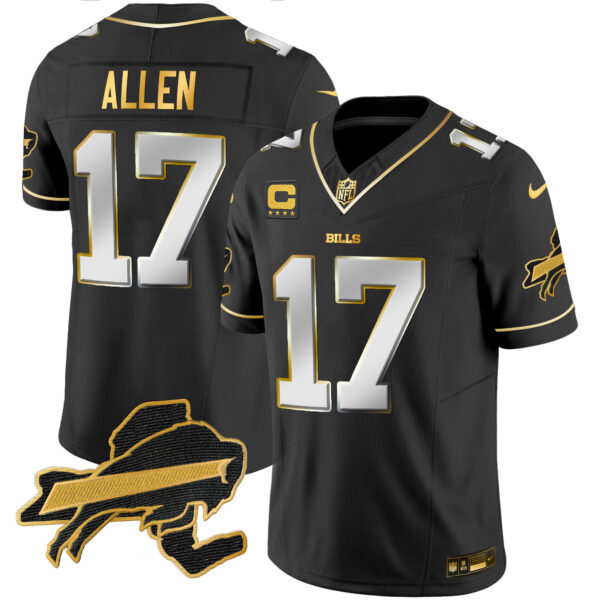 Men's Bills New York Patch Gold Vapor Limited Jersey - All Stitched - Image 7