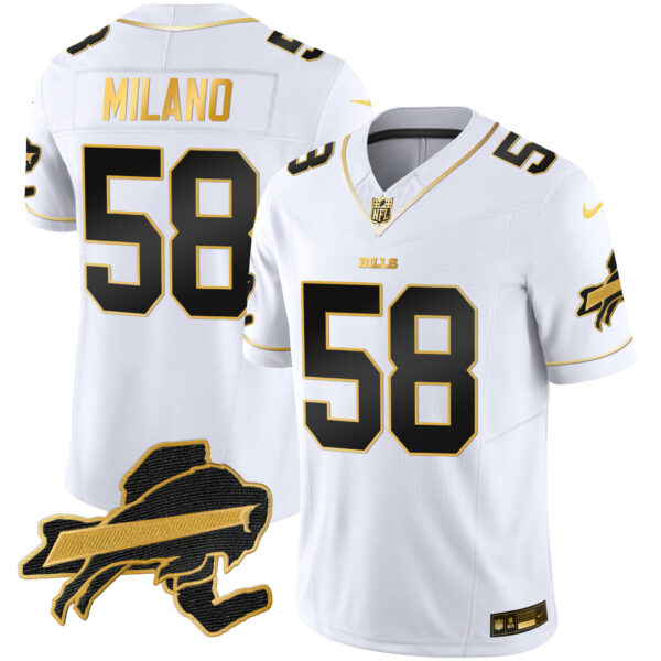 Men's Bills New York Patch Gold Vapor Limited Jersey - All Stitched - Image 23