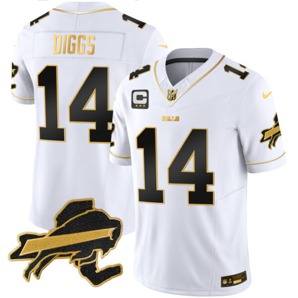 Men's Bills New York Patch Gold Vapor Limited Jersey - All Stitched - Image 21