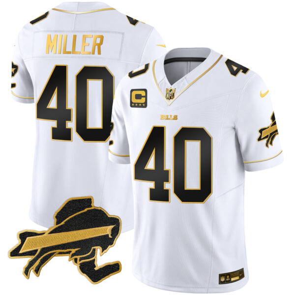 Men's Bills New York Patch Gold Vapor Limited Jersey - All Stitched - Image 22