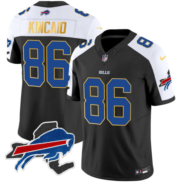 Men's Bills New York Patch Gold Trim Vapor Jersey - All Stitched - Image 6