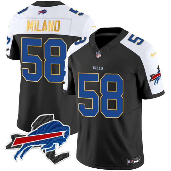 Men's Bills New York Patch Gold Trim Vapor Jersey - All Stitched - Image 5