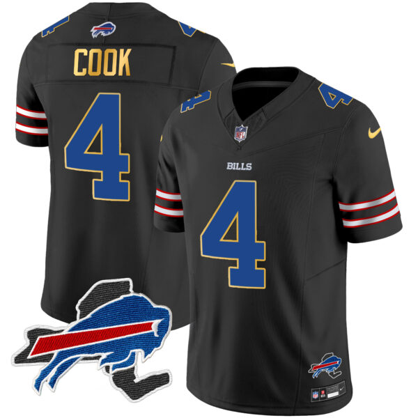 Men's Bills New York Patch Gold Trim Vapor Jersey - All Stitched - Image 32