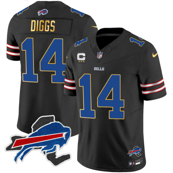Men's Bills New York Patch Gold Trim Vapor Jersey - All Stitched - Image 33