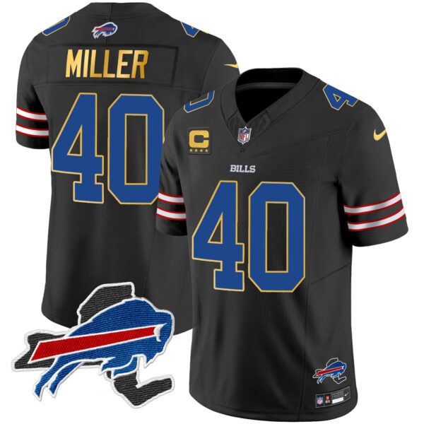Men's Bills New York Patch Gold Trim Vapor Jersey - All Stitched - Image 34