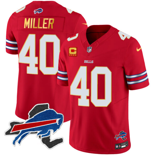 Men's Bills New York Patch Gold Trim Vapor Jersey - All Stitched - Image 22