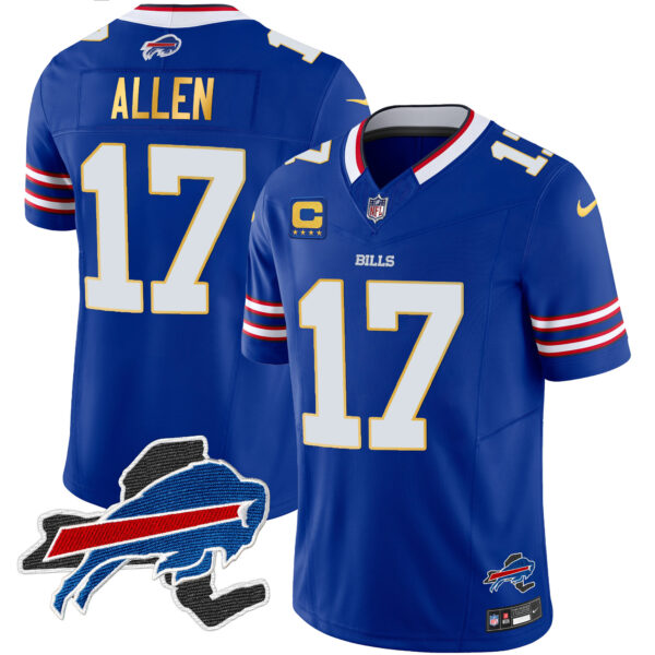 Men's Bills New York Patch Gold Trim Vapor Jersey - All Stitched - Image 13