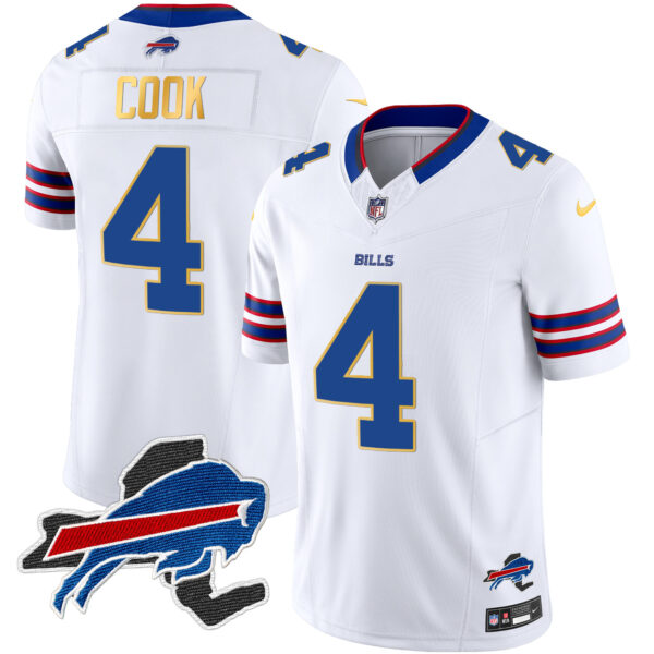 Men's Bills New York Patch Gold Trim Vapor Jersey - All Stitched - Image 26