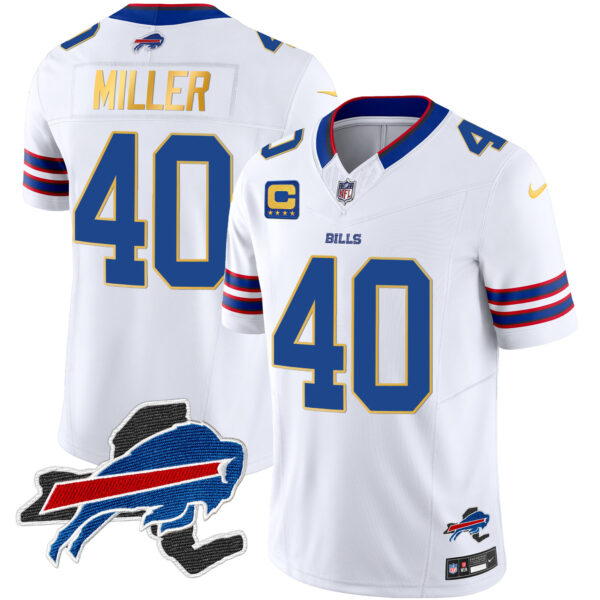 Men's Bills New York Patch Gold Trim Vapor Jersey - All Stitched - Image 28