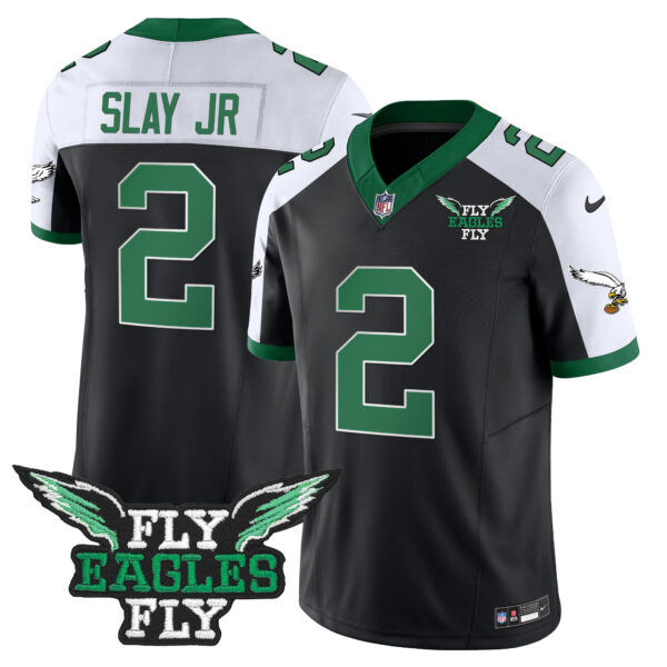 Men's Fly Eagles Fly Patch Throwback Kelly Green Vapor Jersey - All Stitched - Image 8