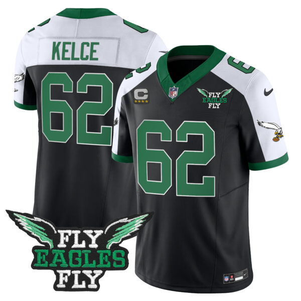Men's Fly Eagles Fly Patch Throwback Kelly Green Vapor Jersey - All Stitched - Image 7