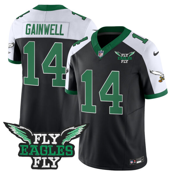 Men's Fly Eagles Fly Patch Throwback Kelly Green Vapor Jersey - All Stitched - Image 10
